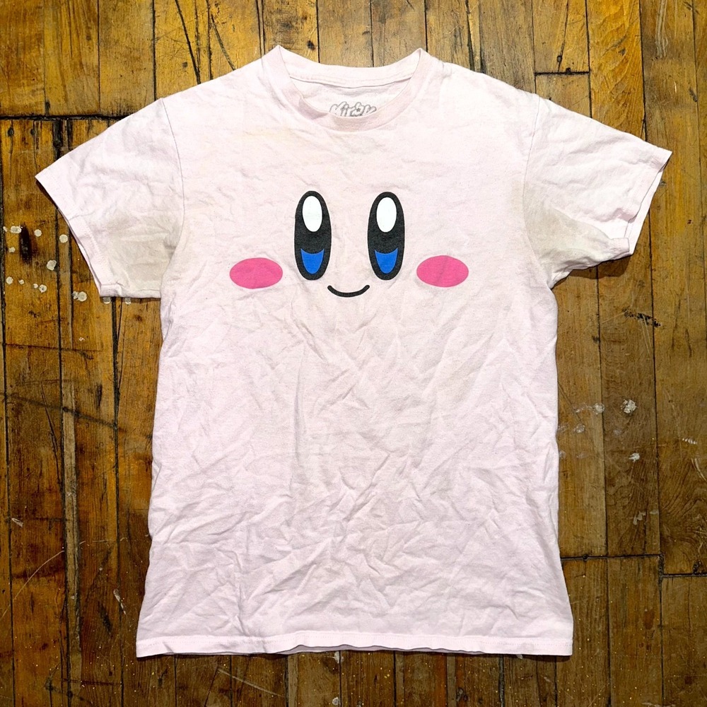 Kirby Tee Womens S Light Pink Nintendo Graphic Short‎ Sleeve Crew Neck Pullover